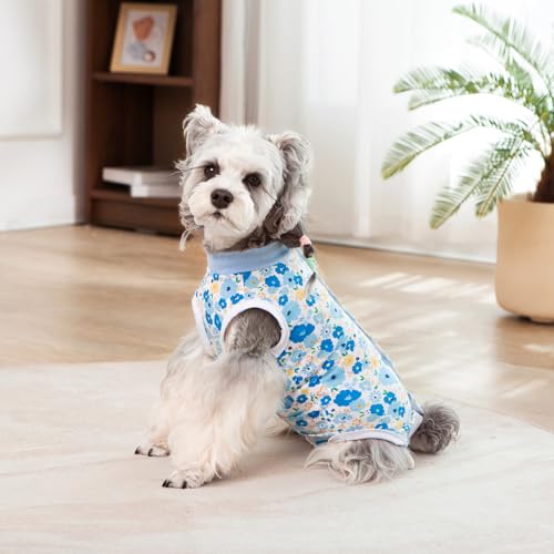 Image of FEimaX Dog Surgery Recovery Suit Female and Male Spay with Pee Hole, Pet Body Suits for Puppy After Spayed, Neuter Surgical Onesie for Small and Medium Dogs Cats, Alternative Bandages E-Collar & Cone