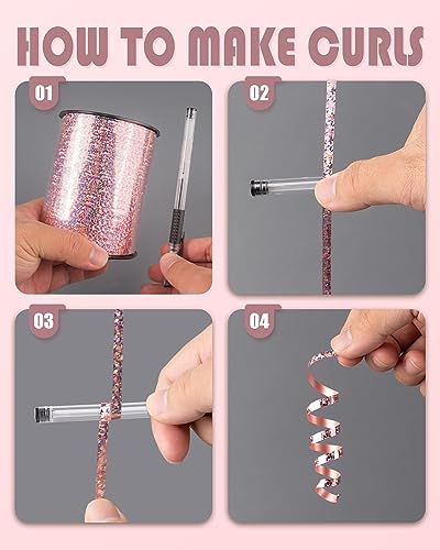 Image of PartyWoo Pink Ribbon, 500 Yard Curling Ribbon for Crafts, Iridescent Crimped Ribbon, Shiny Metallic Ribbon for Gift Wrapping, Ribbon for Balloons String, Hair, Florist Flower (1 Roll)