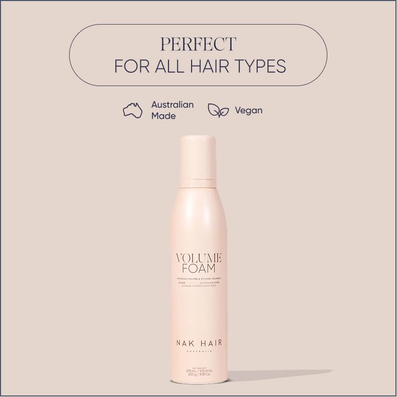 NAK Signature Volume Foam 250g - Professional Volumizing, Root Lifting & Body Building Hair Mousse for Fine Hair with Thickening Polymers