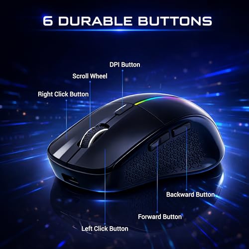 Image of Ant Globe 50 Rechargeable Wireless Optical Mouse| Dual Mode BT & 2.4GHz USB | 3200 Adjustable DPI, 6 Buttons, 50Hr Battery Life| Lightweight Ergonomic Design for Laptop, PC, Mac,Tablet &Mobile Black