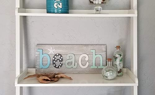 Tumbler Home Beach Wall Decor, Coastal Decorations for Home, Nautical Bathroom Décor, White Washed Pastel Beach Sign with Starfish - Image 6