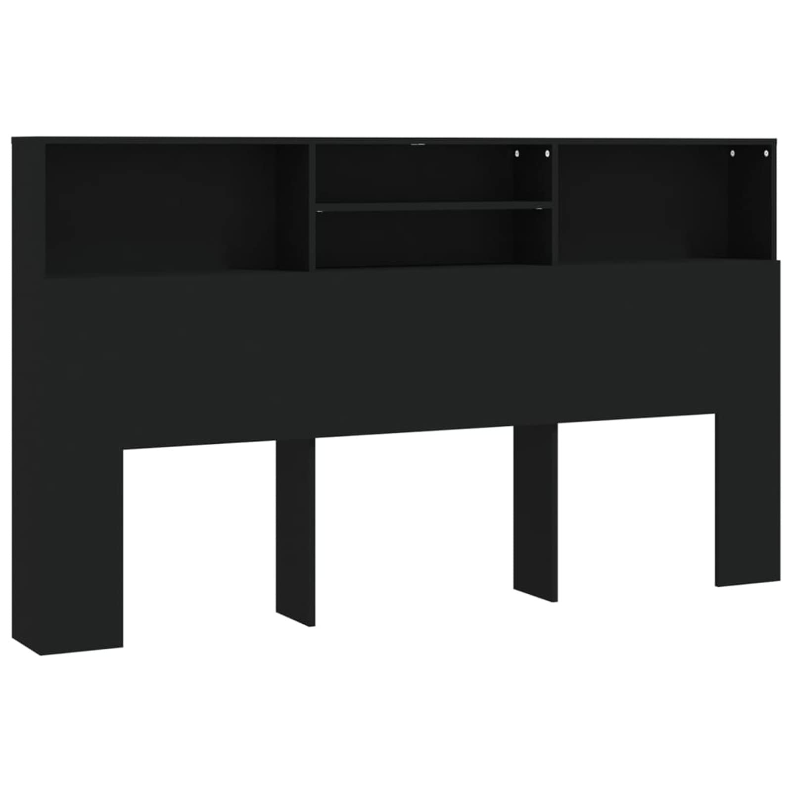 Gecheer Cabecero para cama de matrimonio, moderno, con compartimentos, de aglomerado, negro, 180 x 19 x 103,5 cm, cabecero de cama, de matrimonio, con almacenamiento