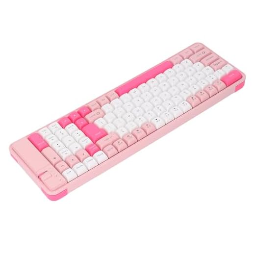 Conjunto de Teclado e Mouse para Jogos, Modo de Suspensão, Modo Duplo 1600DPI Plug and Play, Combinação de Teclado e Mouse Sem Fio 2.4G para Laptops (Rosa)