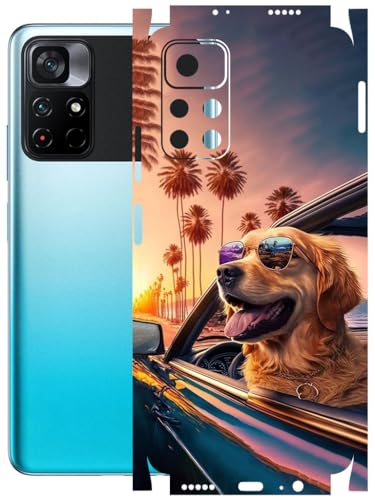 Image of AtOdds - Full Body Back Screen Guard Protector Film - Lamination Wrap Skin Sticker Compatible with Poco M4 PRO (5G) | Scratchproof Matte Finish (Happy Doggo)