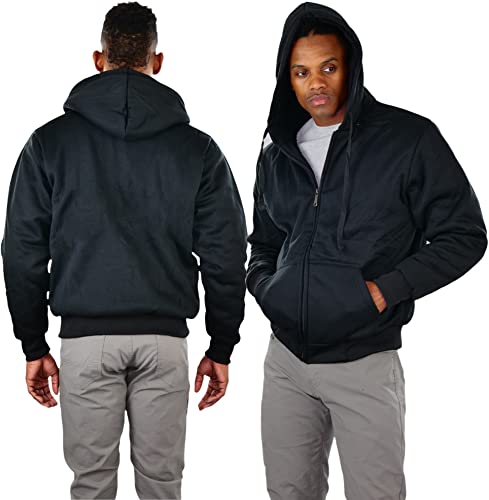 Image of ToBeInStyle Men's Polar Fleece Long Sleeve Zip Up Kangaroo Pocket Cold Weather Hoodie Jacket