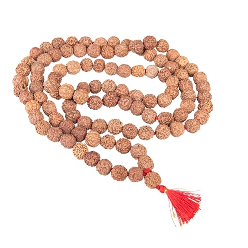 Wonder Care Authentic Rudraksh Mala-5 Gesicht 108 + 1 Perle - Echtes Himalaya Rudraksha Samen Religiöse Verzierung Rosenkranz Japa Mala Halskette - Importiert aus Nepal