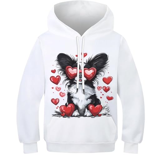 Sweat Garcon Imprimé 3D Chaton au Coeur, le cadeau parfait pour enfant 8-10Y