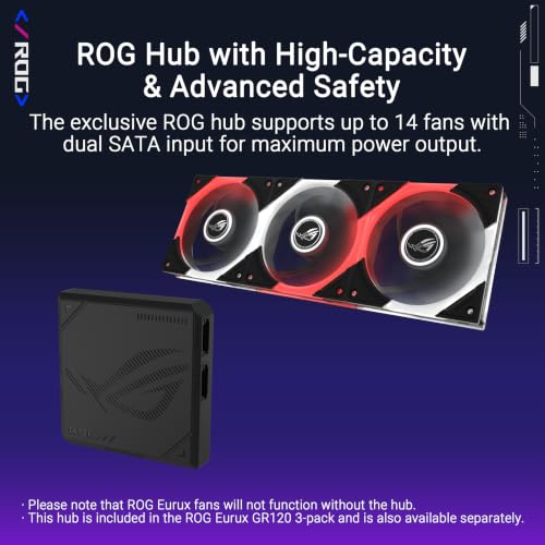 Image of ASUS ROG Eurux GR120 ARGB Reverse PWM Fan Single Pack 120mm PWM, 2200RPM, Patented Daisy-Chain, Custom Lighting Effects