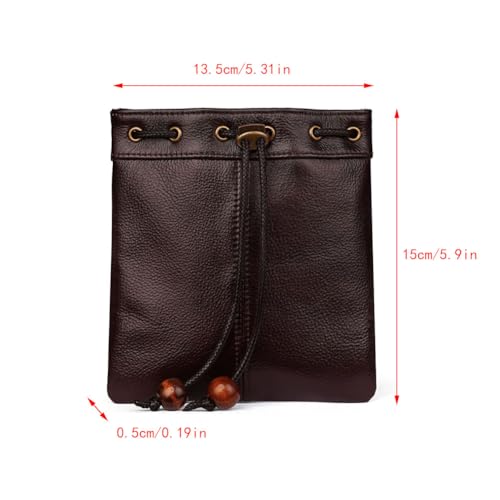 1 Pcs Mini Leather Drawstring Coin Purse Vintage Coin Bag, Coin Organizer, Change Holder, Drawstring Pouch for Men & Women2