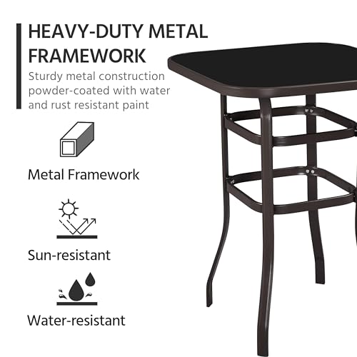 image for Yaheetech Outdoor Patio Bar Table Dining Table, Bistro Square High Top