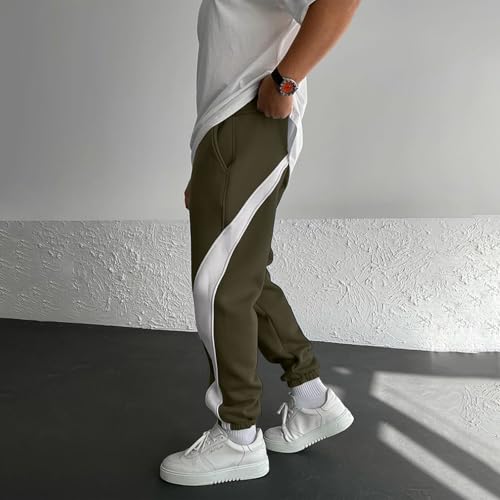 Mens Sweatpants with Pockets Side Striped Casual Straight Leg Pants Fall Loose Fit Elastic4