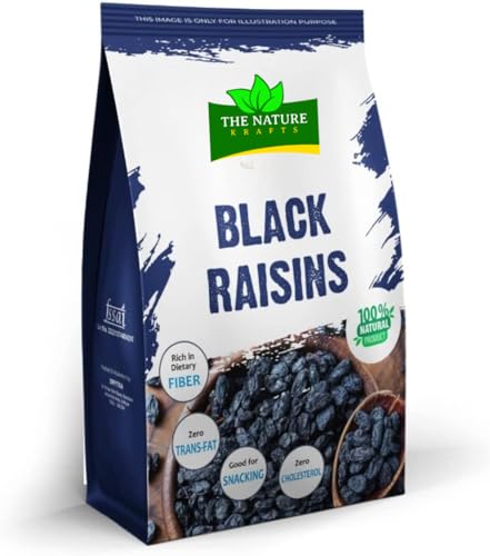 Image of The Nature Krafts Seedless Black Raisins 500gm | Dry Grapes Kali Kishmish Dry Fruits (500gm)