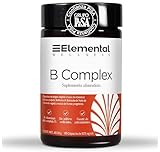 Elemental Complejo B Completo, 673mg, Hecho por PiSA, Vitaminas B1, B2, B3, B5, B6, B7, B9, B12, BioPerine ® (alta...