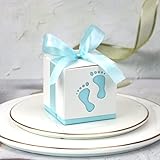  20/50/100pcs Baby Foot Candy Box Carruaje Sweet Bag Huellas Party Favor Gift Boxes Baby Shower BirthdayBaptism Container-Foot Light Blue,50pcs