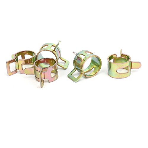 Aexit 15mm Inner Clamps Dia Yellow Zinc Plated Water Pipe Fuel Line Hose Clamps Strap Clamps Clips 5pcs