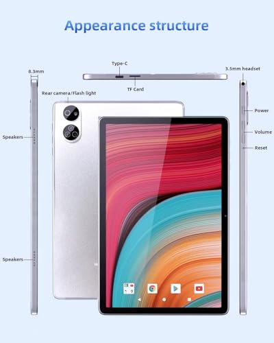 Image of Android Tablet 10.1 inch inch, 4G LTE Dual SIM, 24GB RAM,256GB Storage,Supports Extend 1TB, IPS Touchscreen,Dual Camera, WiFi /WLAN /Bluetooth /GPS,TYD-109pro (Silver, 256 GB)