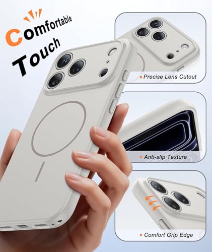 Image of FNTCASE for iPhone 17 Pro Case: [Compatible with Magsafe] Solid Matte 17 Pro Cases White with [Screen Protector] [Full Camera Protection] Military Grade Shockproof Protective Phone Cover, 6.3 inch