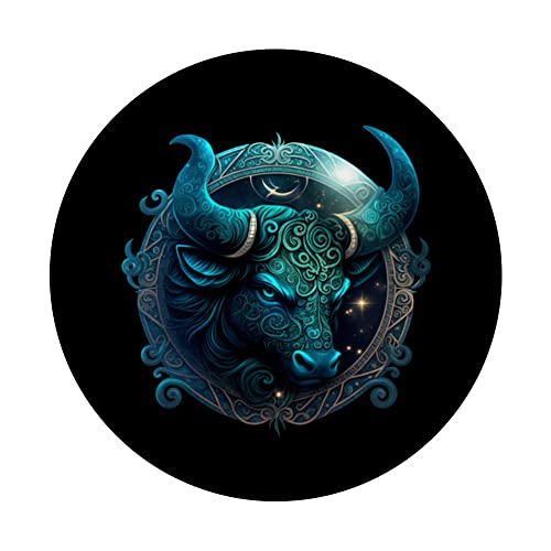 Astrology horoscope Zodiac Sign taurus PopSockets Swappable PopGrip, Black - Image 3