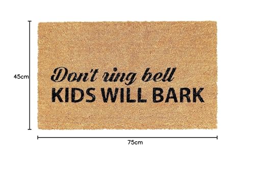 Image of Onlymat inchDon't Ring Bell Funny Printed Doormat (Black /Brown), Anti-Slip Coir with PVC Backing (75x45cm) - Rectangular Rug for Entryway, Outdoor, Home, Door, Floor, Hall & Living Room Use.