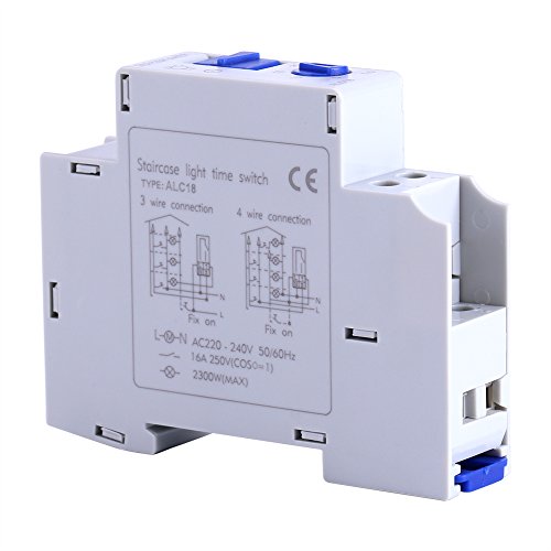 DEWIN ALC18 Interruptor Temporizador de Luz de Escalera Interruptor Temporizador Relé Electrónico Mecánico AC 220-240V 16A para Iluminación de Pasillo, Escaleras de Casa Escalera