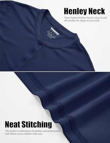 MAGCOMSEN Men's Henley Shirts Short Sleeve Casual Collarless Shirt Quick Dry Summer T-Shirts Golf Workout Tops 6