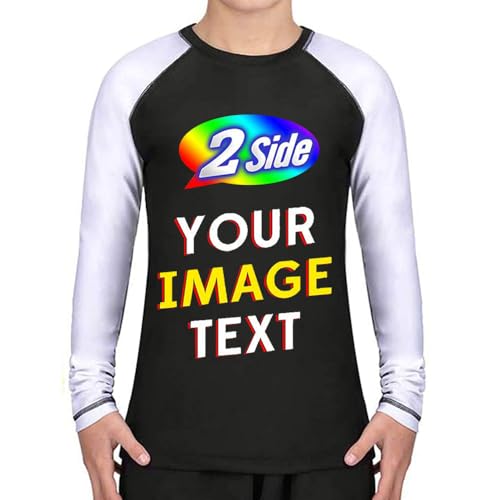 O2TEE Custom Teams Training Long Sleeve Shirt Kids Children Personalized Gym Training Top for Gift, S White
