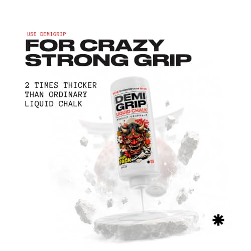 Image of DemiGrip Liquid Chalk 300 ml | Gym Chalk for Deadlift, Powerlifting, Calisthenics, Climbing | One-Coat Long-Lasting Grip | No Fillers | Upgraded Formulation | 375+ Uses (Pack of 1)