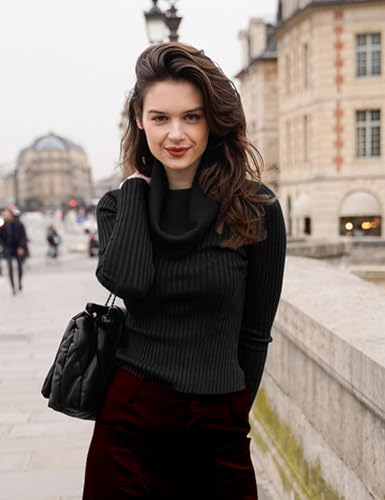 v28 Women’s Stretchable Cowl Neck Knit Long Sleeve Slim Fit Bodycon Sexy Sweater3