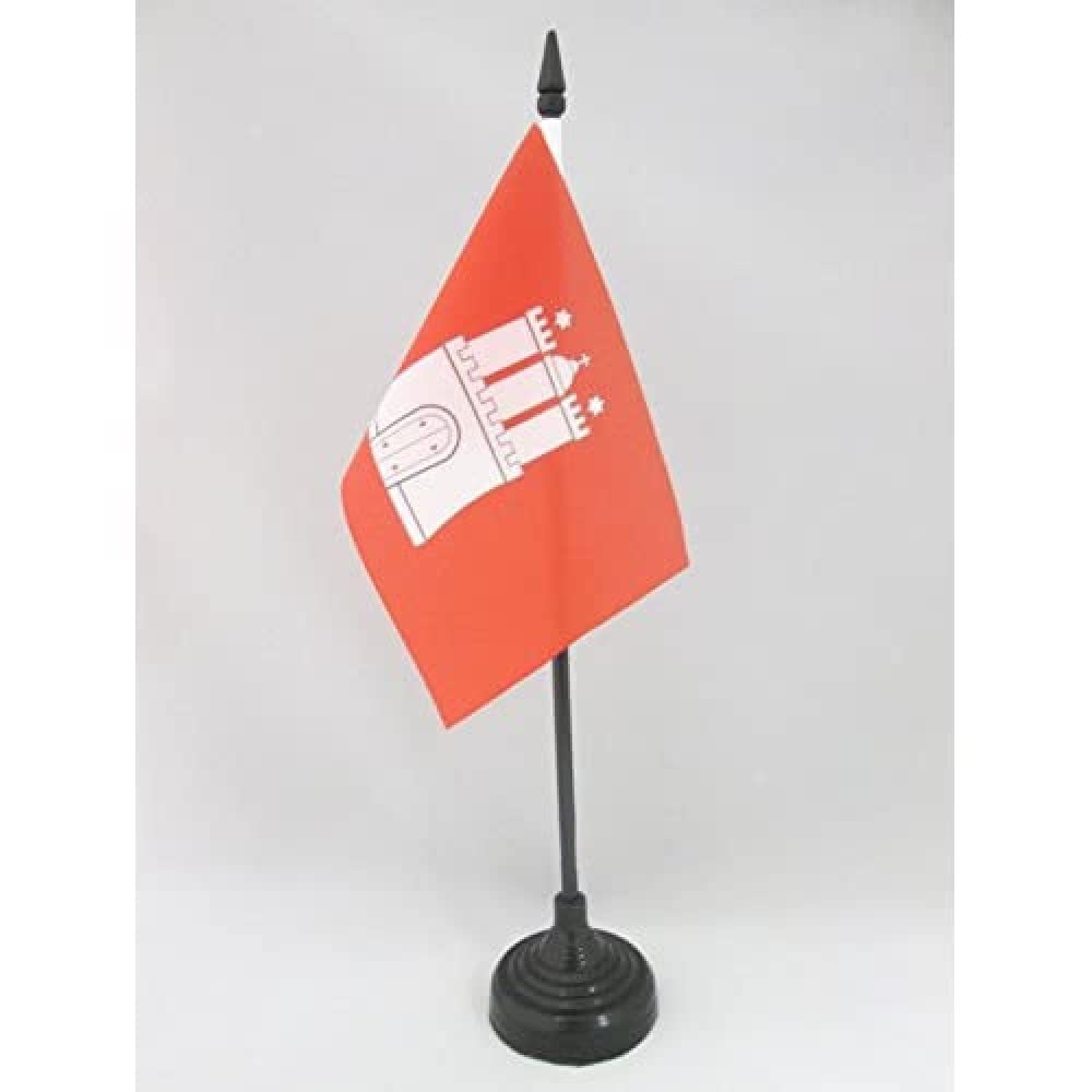 AZ FLAG, Hamburg Table Flag 4'' x 6'', German region of Hamburg Office Mini Banner 100% Polyester 15 x 10 cm