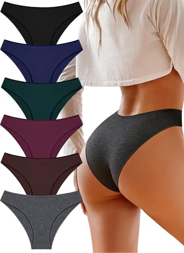 Image of UNDER THE SEA Cotton Underwear for Women 6 Pack Sexy Bikini High Cut Breathbale Cheeky Panties Underwear Womens Lingerie