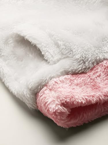 Image of Aarika Womens Winter Wear White-Pink Colour Solid Fur Sweat Shirt