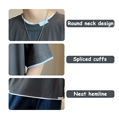 Men's Tees Crewneck Short Sleeve T Shirts Casual Patchwork Summer Tee Top4