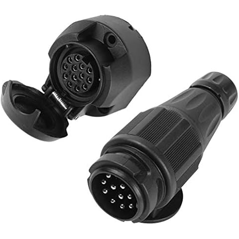 AGRISHOP 13 Pin Trailer Plug,13Pin Trailer Socket,Trailer Socket Plug, Trailer Plug,Trailer Socket, Trailer Connector,Trailer Adapter,12v Male Female Wiring Connector For Rv Caravan Cover