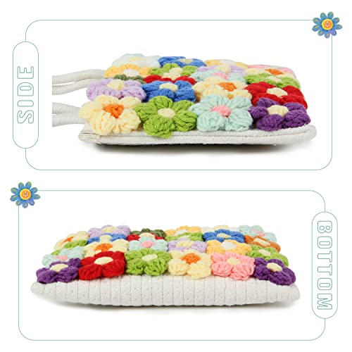 SUKUTU Women Small Flower Handwoven Crossbody Handbag Cute Multicolored Purse Bag Cotton Crochet Shoulder Bag2