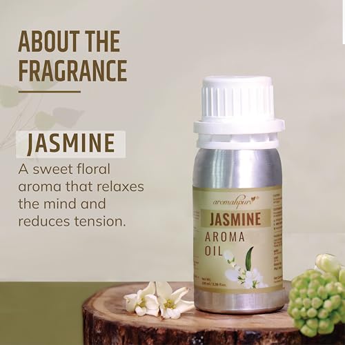 Image of Aromahpure Jasmine Aroma Oil | 100ml Undiluted & Natural | Long-Lasting Scent for Aromatherapy, Candle & Soap Making, Diffusers, Room Freshener, Humidifier, Bathroom Revitalizer & Home Essentials