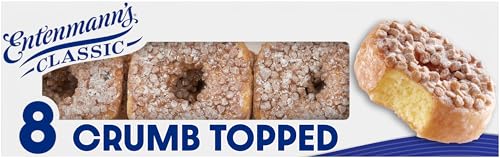 Entenmann's Crumb Topped Donuts, 8 count, (1.94 oz each), Glazed Donuts, 15.5 oz Box