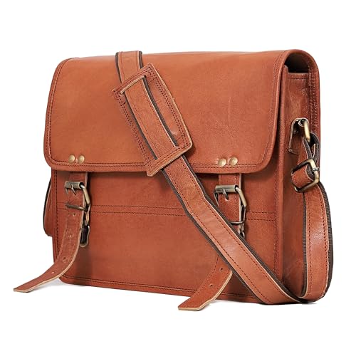 Image of cuero Genuine Leather iPad /Tablet Bag Messenger Bag Small Briefcase CrossBody Shoulder Bag for Men and Women