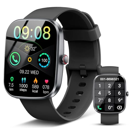 Smartwatch Damen Herren, 1.91'' Zoll HD Smart Watch mit Bluetooth Anrufe, Fitness Tracker Schrittzähler mit 110+ Sportmodi, Schlafmonitor SpO2 Herzfrequenz, IP68 Wasserdicht Fitnessuhr für Android iOS