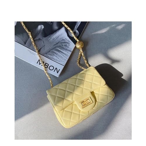 Lambskin quilted small square shoulder bag for women,Trendy crossbody bag with small golden ball, chain Strap4