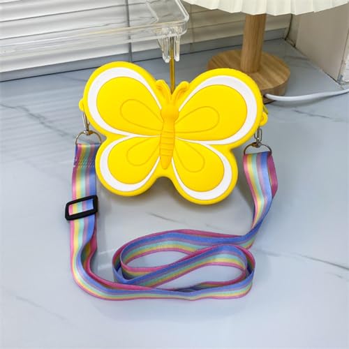 Donut purse handbag coin purse silicone bag designed for small fashionables (Yellow Butterfly)2