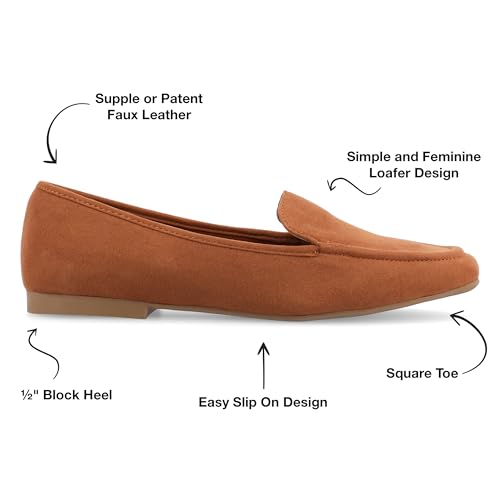 Image of Journee Womens Suede Loafer Flat Square Toe Noticed Topline Padded Block Heel - Tullie Casual Dress Shoe