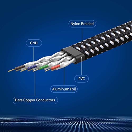 Cat 8 Ethernet Cable, Danyee Nylon Braided 3Ft Cat8 High Speed Professional Gold Plated Plug Stp Wires Cat 8 Rj45 Ethernet Cable 3Ft 10Ft 16Ft 26Ft 33Ft 50Ft 66Ft 100Ft(Black 3Ft) #TOP2