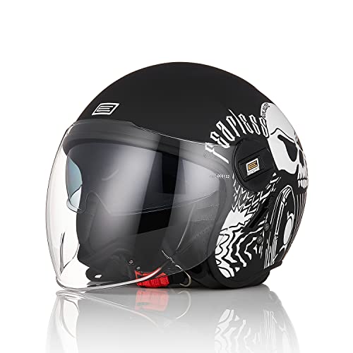 ORIGINE Casco Moto Jet Casco Scooter con Doppia Visiera Omologato ECE 22-06