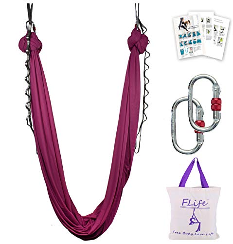 Image of F.Life Aerial Silk Yoga Hammock & Swing for yoga Inversion,Strength training,starter hardware kit