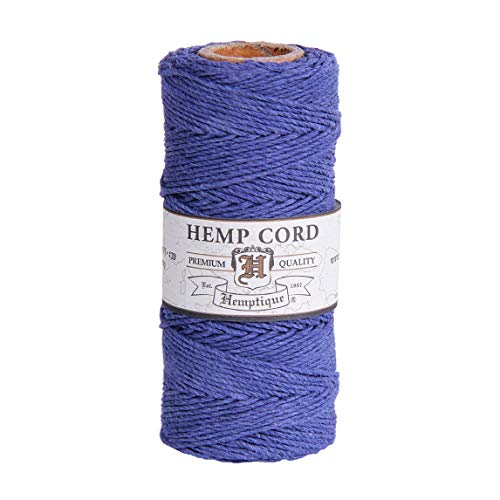 Hemptique 100% Hemp Cord Spool - 62.5 Meter Hemp String - Made with Love - No. 20 ~ 1mm Cord Thread for Jewelry Making, Macrame, Scrapbooking, DIY, & More - Dusty Blue