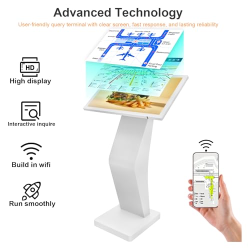 Image of 27 Inch Touch Screen Kiosk, 10pt PCAP Capactive Touch Screen Digital Signage, Windows OS K-Style Indoor Digital Signage, Interactive LCD Display Signage, U-Disk Publish Content, Split Screen