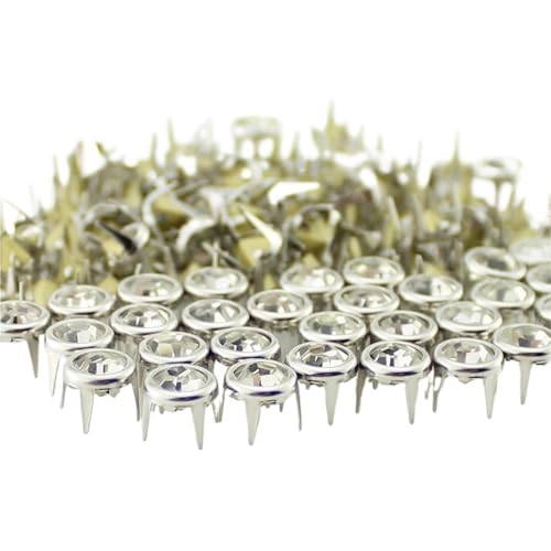 Remaches de cristal metálico antitirones plata 7mm para reparar y decorar cuero 2