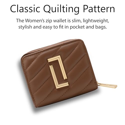 Image of Lavie Luxe Women's Diagonal Flap 25 Quilted Small Zip Wallet | Gift for Women