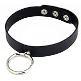 [ハヴァナムーンアクセサリーストア] 首輪 チョーカー リング パンク レザー 本革 ベルトネックレス ロックPUNKパンクファッション ブラック黒V系 ハロウィン コスプレ