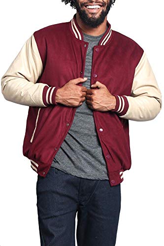 G-Style USA Letterman Varsity Jacket VJ100A - Burgundy/Khaki - 3X-Large
